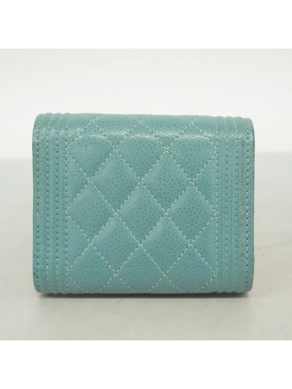 Chanel Trifold Wallet Boy Caviar Leather Blue Champagne Gold - Picture 8 of 8